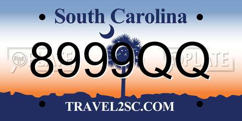 8999QQ South Carolina License Plate