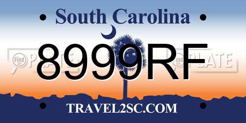 8999RF South Carolina License Plate