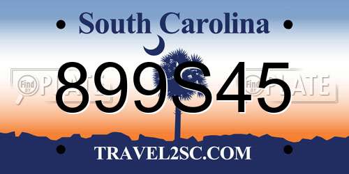 899S45 South Carolina License Plate