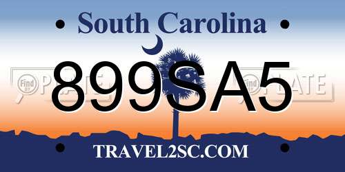 899SA5 South Carolina License Plate