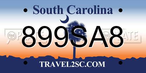899SA8 South Carolina License Plate