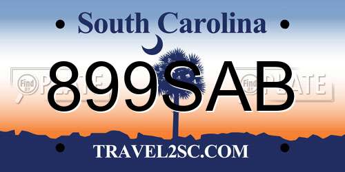 899SAB South Carolina License Plate