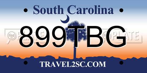 899TBG South Carolina License Plate