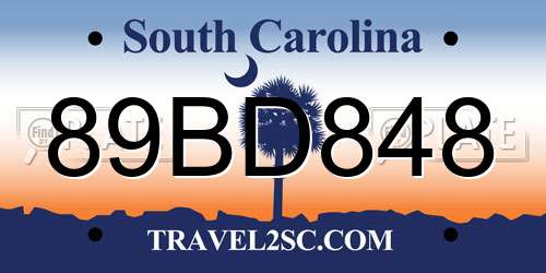 89BD848 South Carolina License Plate
