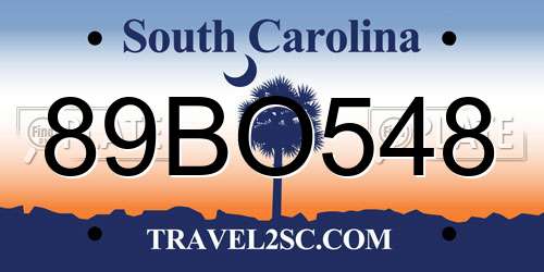 89BO548 South Carolina License Plate