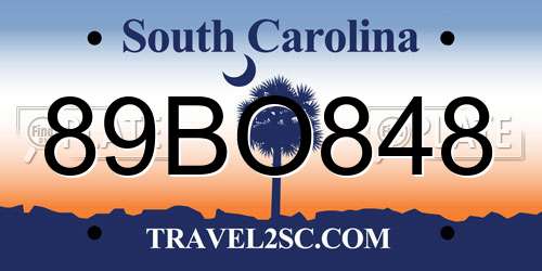 89BO848 South Carolina License Plate