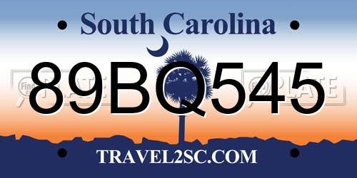 89BQ545 South Carolina License Plate