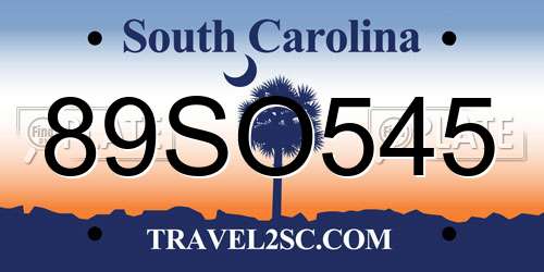 89SO545 South Carolina License Plate