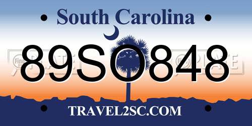 89SO848 South Carolina License Plate