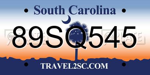 89SQ545 South Carolina License Plate
