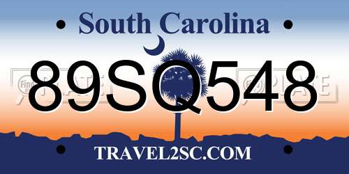89SQ548 South Carolina License Plate
