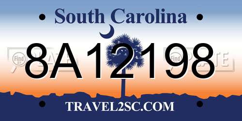 8A12198 South Carolina License Plate