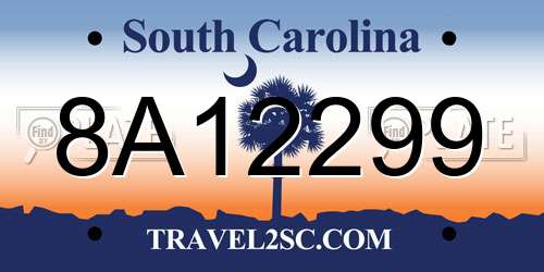 8A12299 South Carolina License Plate