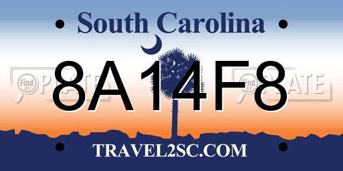 8A14F8 South Carolina License Plate