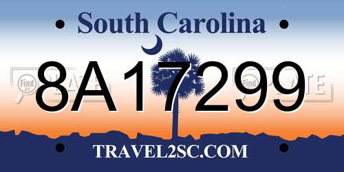 8A17299 South Carolina License Plate