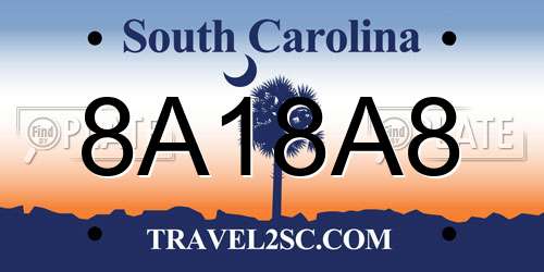 8A18A8 South Carolina License Plate