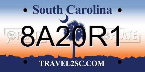 8A20R1 South Carolina License Plate
