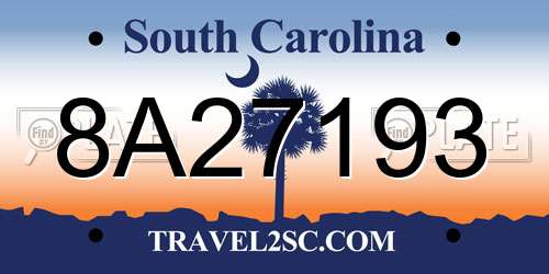 8A27193 South Carolina License Plate