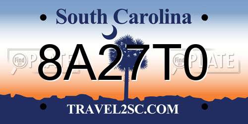 8A27T0 South Carolina License Plate