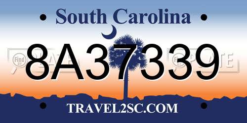 8A37339 South Carolina License Plate