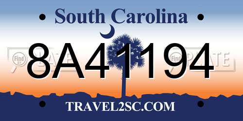 8A41194 South Carolina License Plate