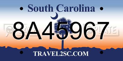 8A45967 South Carolina License Plate