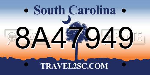 8A47949 South Carolina License Plate