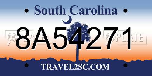 8A54271 South Carolina License Plate