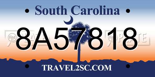 8A57818 South Carolina License Plate