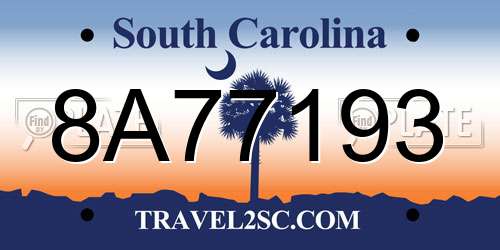 8A77193 South Carolina License Plate