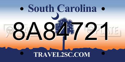 8A84721 South Carolina License Plate