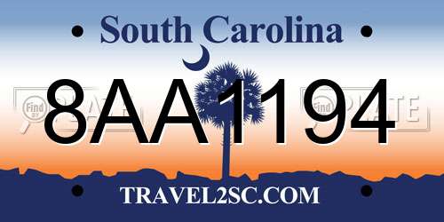 8AA1194 South Carolina License Plate