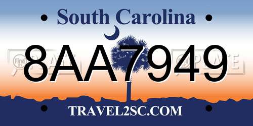 8AA7949 South Carolina License Plate