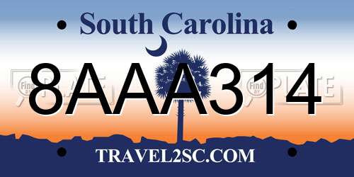 8AAA314 South Carolina License Plate