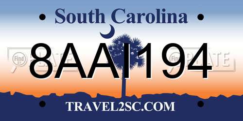 8AAI194 South Carolina License Plate