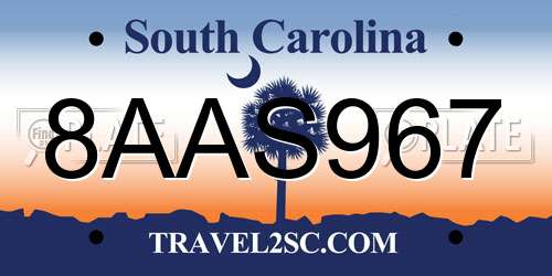 8AAS967 South Carolina License Plate