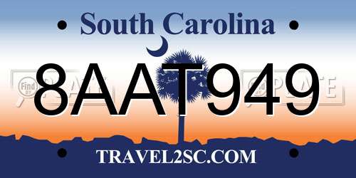 8AAT949 South Carolina License Plate