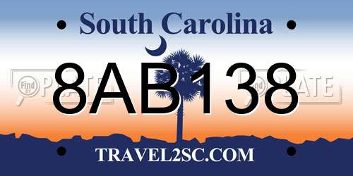 8AB138 South Carolina License Plate