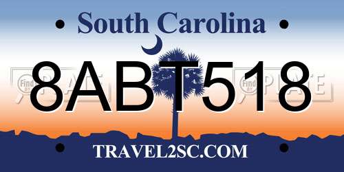 8ABT518 South Carolina License Plate