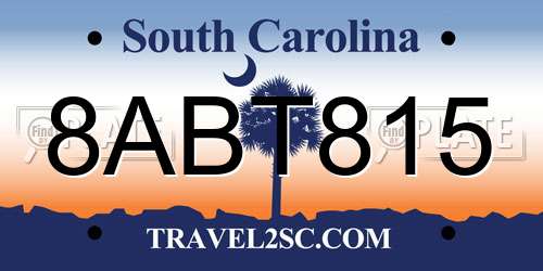 8ABT815 South Carolina License Plate