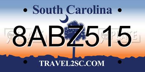 8ABZ515 South Carolina License Plate