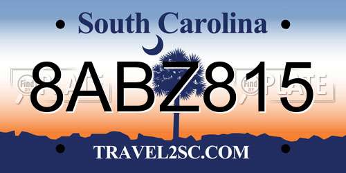 8ABZ815 South Carolina License Plate