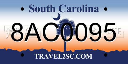 8AC0095 South Carolina License Plate