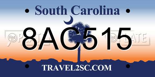 8AC515 South Carolina License Plate