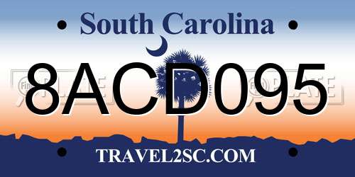 8ACD095 South Carolina License Plate
