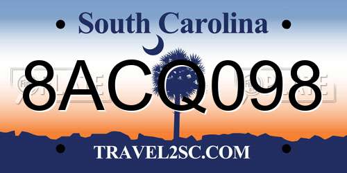 8ACQ098 South Carolina License Plate