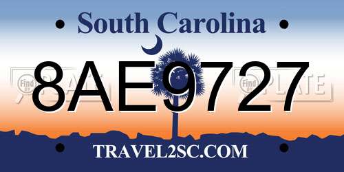 8AE9727 South Carolina License Plate