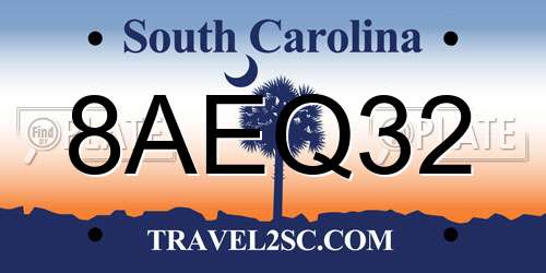 8AEQ32 South Carolina License Plate