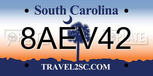 8AEV42 South Carolina License Plate