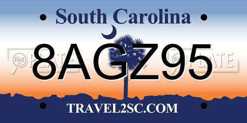8AGZ95 South Carolina License Plate